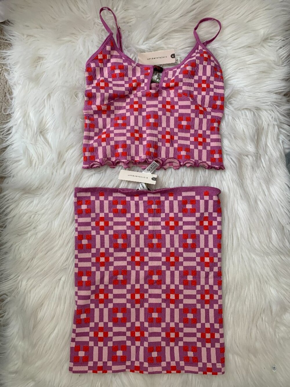 CELANDINE Seamless Keyhole Tank & Mini Skirt Set Sz LARGE/XLARGE